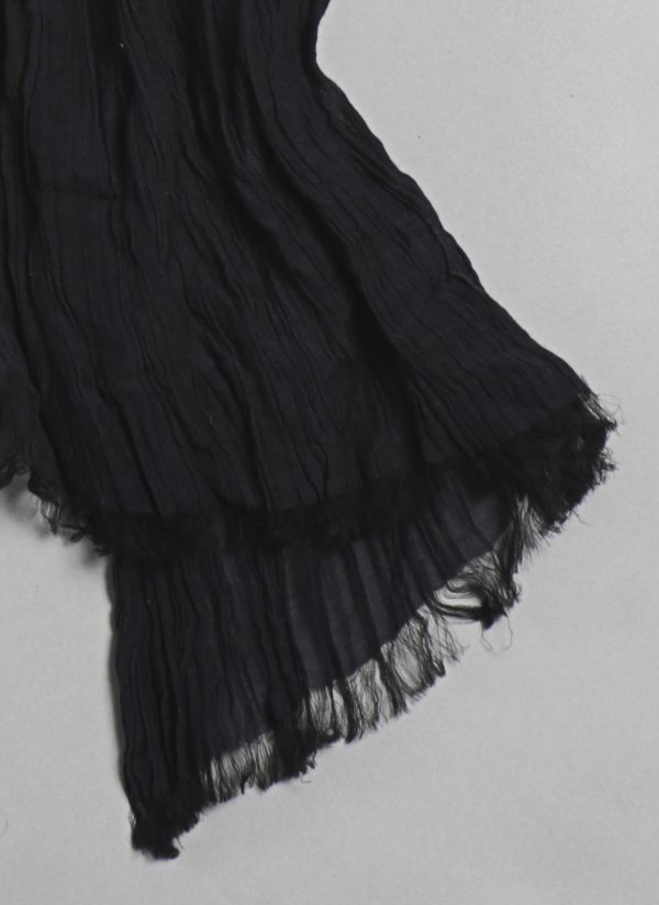 Silk Cotton Crinkle Scarf in Black