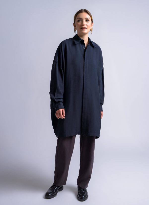 PAINTER SHIRT IN MIDNIGHT BLUE SEED CLOTH - Image 10