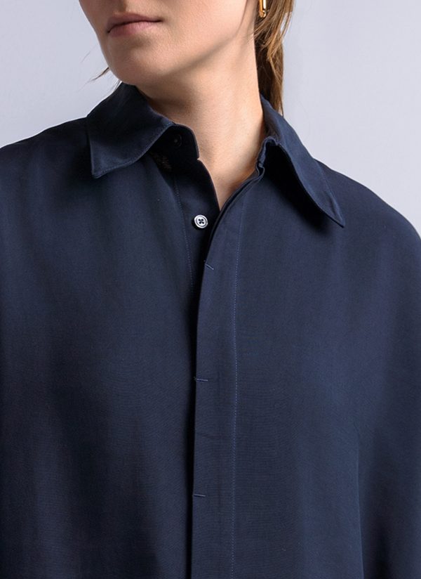 PAINTER SHIRT IN MIDNIGHT BLUE SEED CLOTH - Image 4