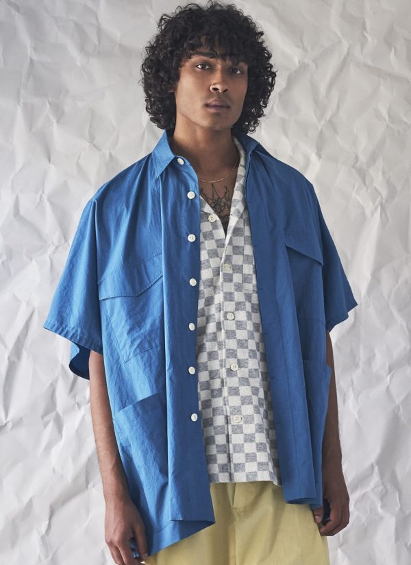 4 POCKET SHIRT PONCHO IN LAKE ENZYME WASHED POPLIN - Image 2