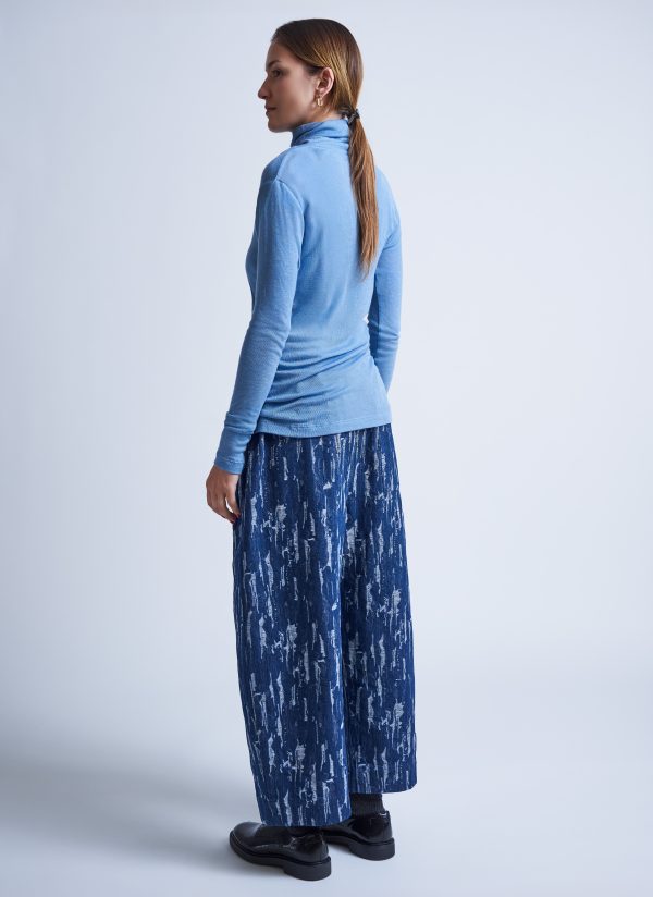 BASE LAYER TURTLENECK IN LIGHT BLUE ULTRA FINE RIB KNIT - Image 3