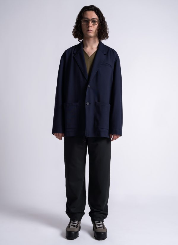 BOX BLAZER IN MIDNIGHT BLUE MEMORY KNIT - Image 2