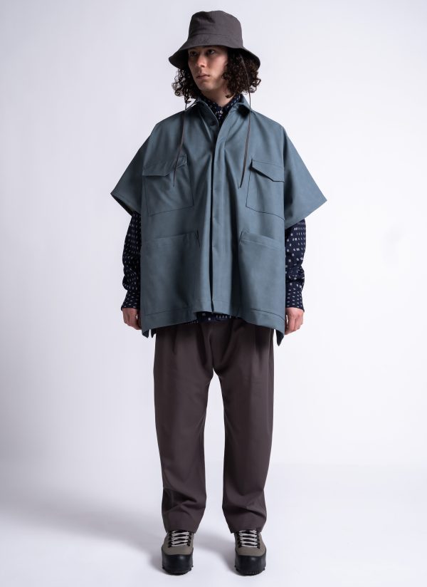 4 POCKET SHIRT PONCHO IN DIRTY BLUE VEGAN NUBUCK